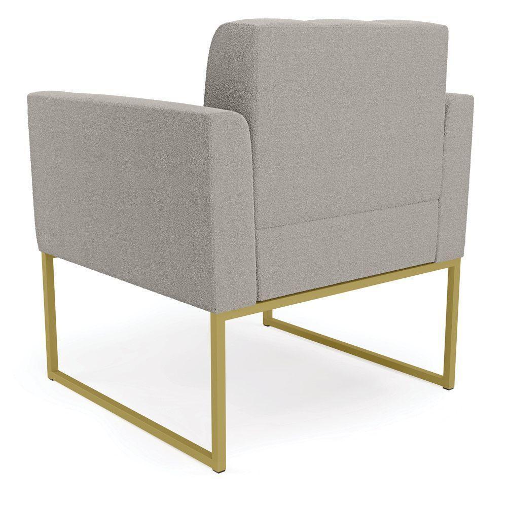Poltrona Decorativa Industrial Dourado Kit 2 Elisa Bouclê D03 - D?rossi Cor Cinza - 3