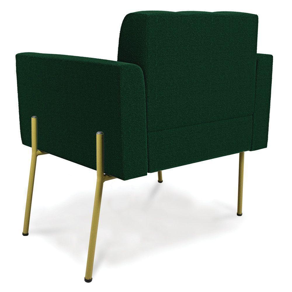 Poltrona Sala Estar Pé Ferro Dourado Kit 2 Elisa Bouclê D03 - D?rossi Cor Verde - 3
