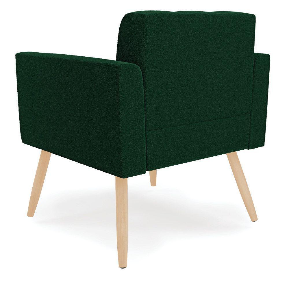 Poltrona Sala Estar Pé Palito Natural Kit 2 Elisa Bouclê D03 - D?rossi Cor Verde - 2