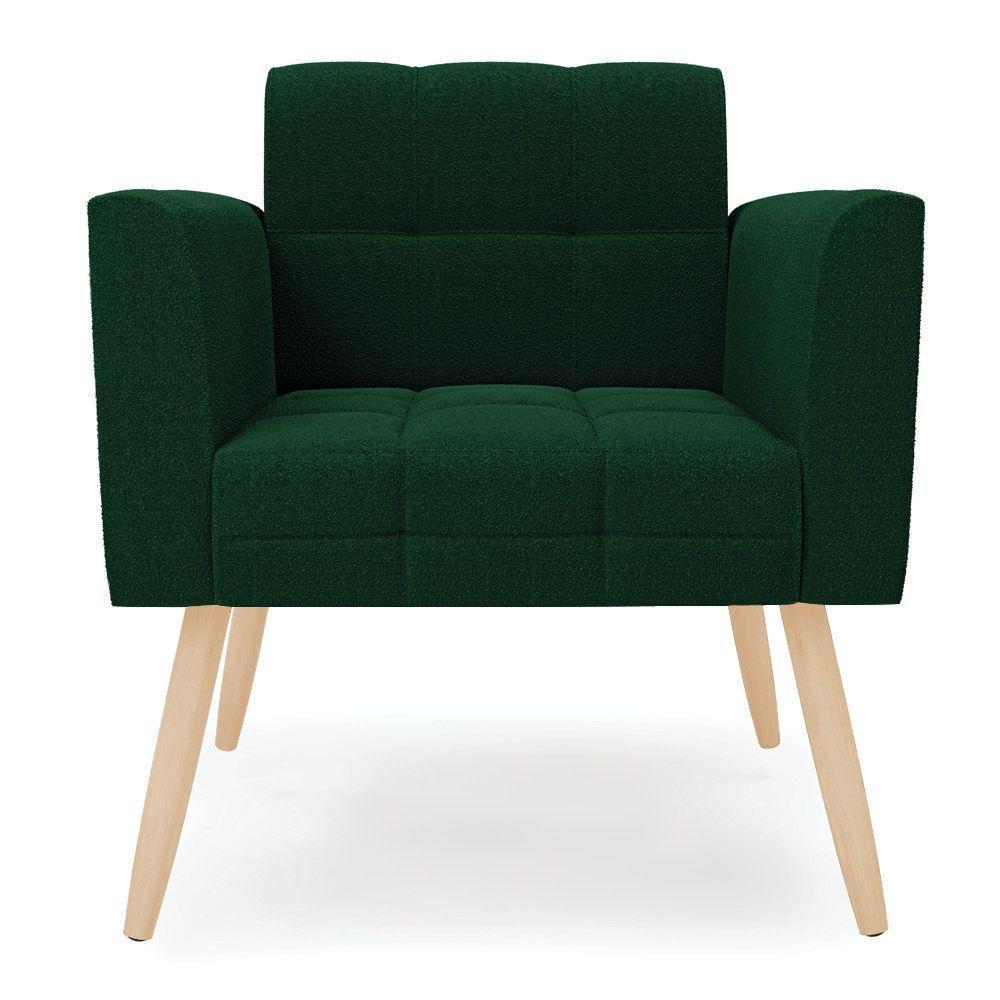 Poltrona Sala Estar Pé Palito Natural Kit 2 Elisa Bouclê D03 - D?rossi Cor Verde - 3