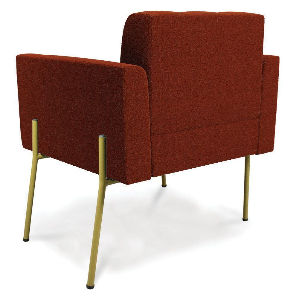 Poltrona Sala Estar Pé Ferro Dourado Kit 2 Elisa Bouclê D03 - D?rossi Cor Terra - 3