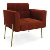 Poltrona Sala Estar Pé Ferro Dourado Kit 2 Elisa Bouclê D03 - D?rossi Cor Terra - 5