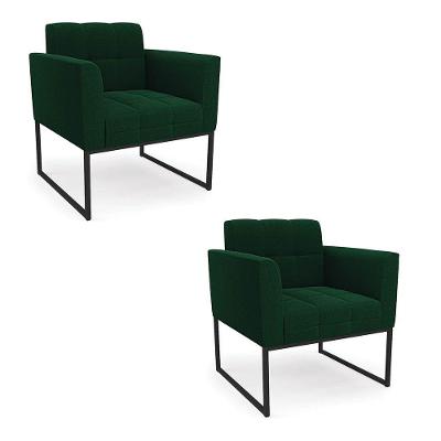Poltrona Decorativa Kit 2 Elisa Bouclê D03 Industrial Cor Verde D'Rossi