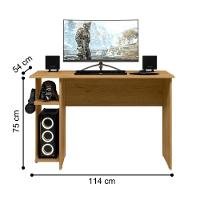 Mesa Home Office Gamer Shadow Freijó Com Prateleira E Suporte Para Cpu E Fone - 3