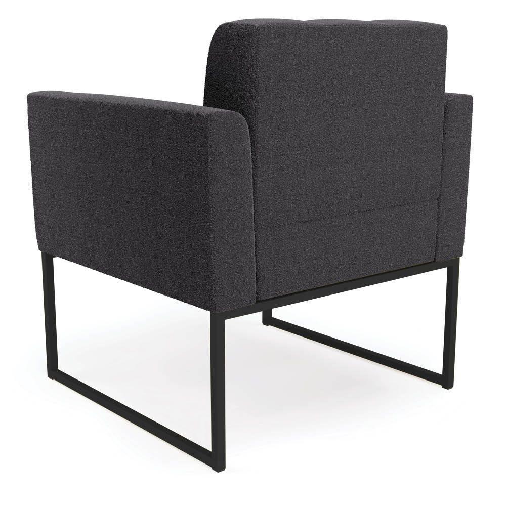 Poltrona Decorativa Industrial Preto Kit 2 Elisa Bouclê D03 - D?rossi Cor Grafite - 6