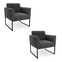 Poltrona Decorativa Industrial Preto Kit 2 Elisa Bouclê D03 - D?rossi Cor Grafite - 1