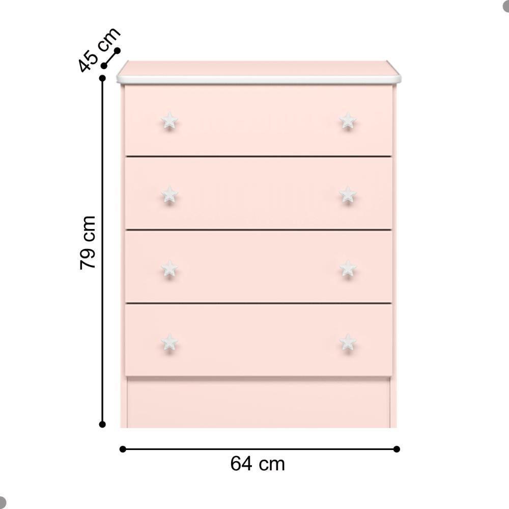 Berço Doce Sonho Acetinado + Kit Rodízio + Cômoda 4g + Guarda-roupa 2p Doce Sonho Acetinado - 6