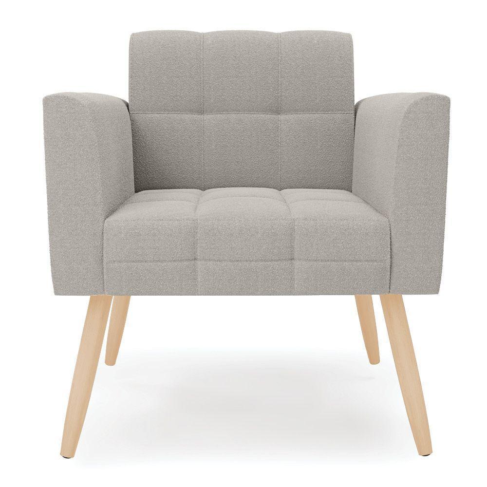 Poltrona Sala Estar Pé Palito Natural Kit 2 Elisa Bouclê D03 - D?rossi Cor Cinza - 5