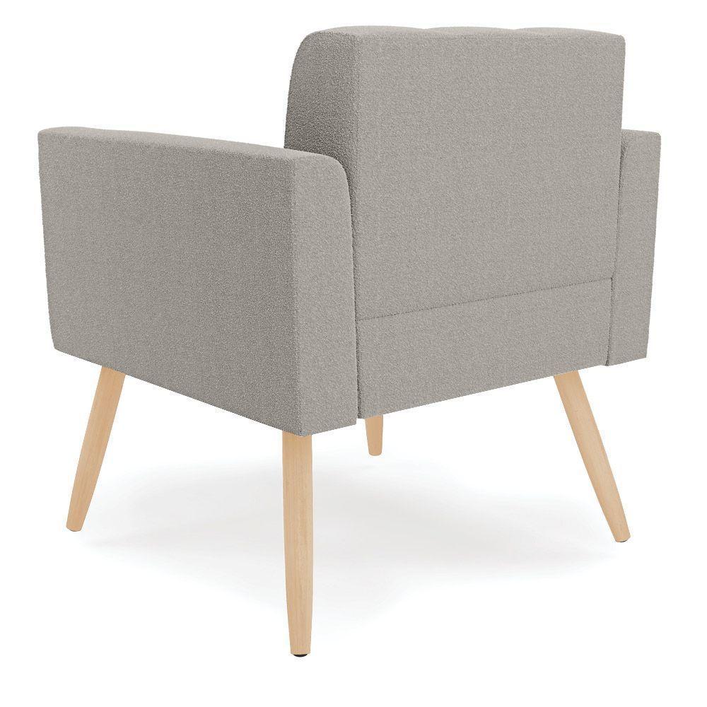 Poltrona Sala Estar Pé Palito Natural Kit 2 Elisa Bouclê D03 - D?rossi Cor Cinza - 7