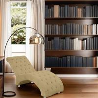 Recamier Divã Espreguiçadeira Para Sala Cliníca Aline Suede Bege - 2