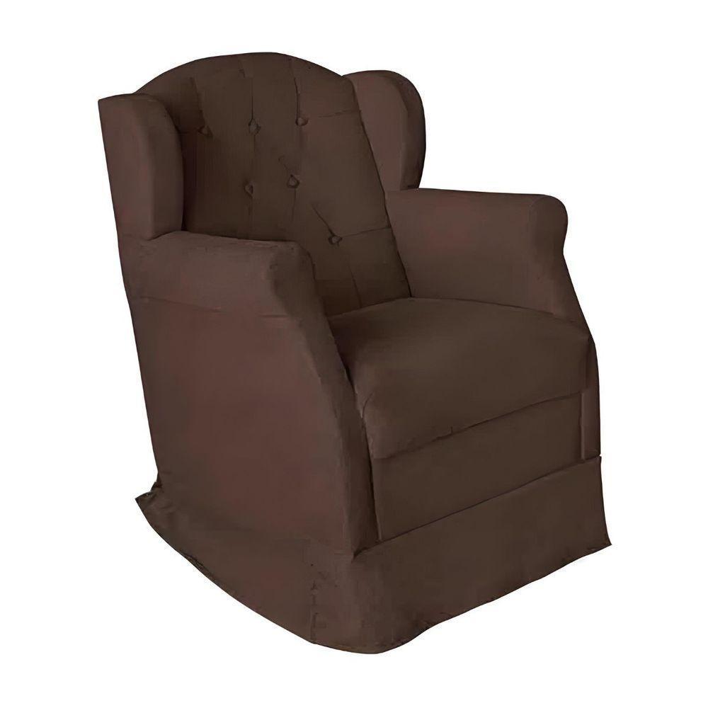 Kit Poltrona Amamentação Com Puff Confortável Serena Suede Marrom - 7