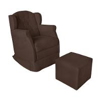 Kit Poltrona Amamentação Com Puff Confortável Serena Suede Marrom - 1