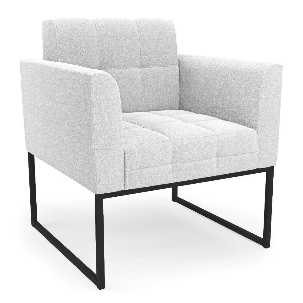 Poltrona Decorativa Industrial Preto Kit 2 Elisa Bouclê D03 - D?rossi Cor Off White - 5