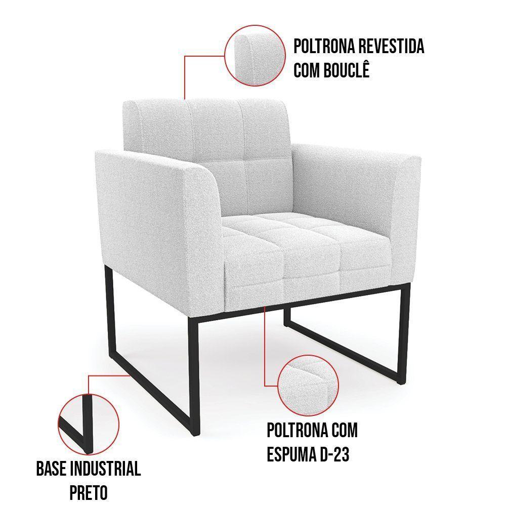 Poltrona Decorativa Industrial Preto Kit 2 Elisa Bouclê D03 - D?rossi Cor Off White - 6