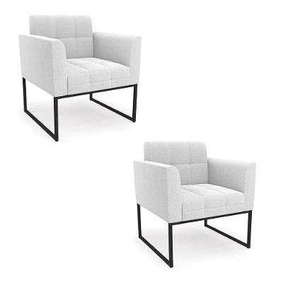 Kit 2 Poltronas Decorativas Elisa Bouclê D03 Industrial Cor Off White D'Rossi