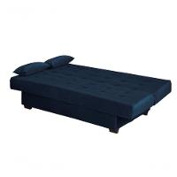 Sofá Cama Casal 3 Lugares Laila - Veludo Azul Marinho - 3