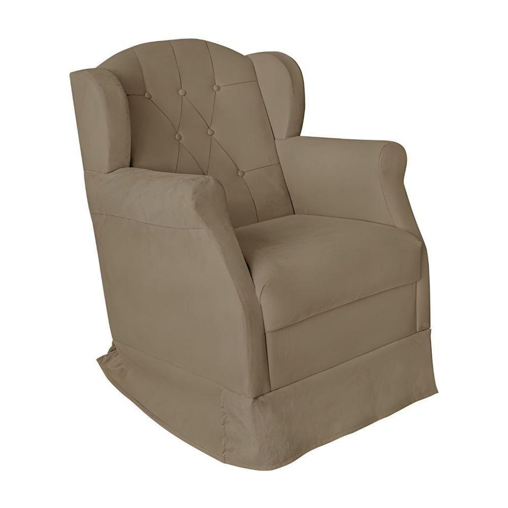 Kit Poltrona Amamentação Com Puff Confortável Serena Suede Bege Escuro - 7