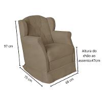 Kit Poltrona Amamentação Com Puff Confortável Serena Suede Bege Escuro - 3