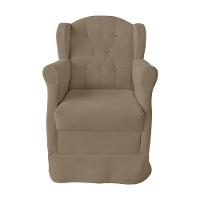 Kit Poltrona Amamentação Com Puff Confortável Serena Suede Bege Escuro - 8