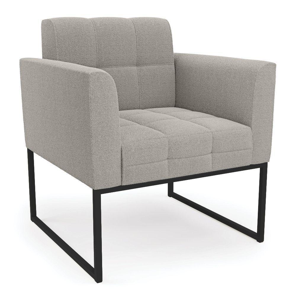 Poltrona Decorativa Industrial Preto Kit 2 Elisa Bouclê D03 - D?rossi Cor Cinza - 2