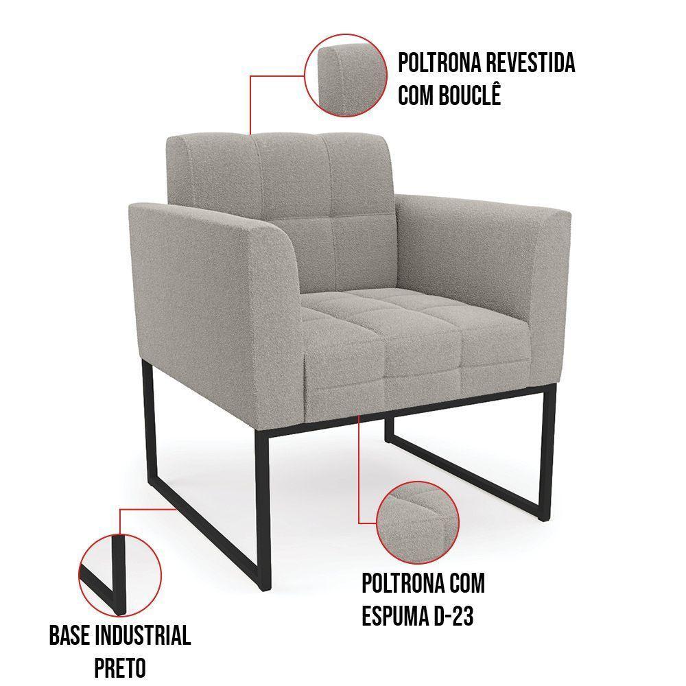 Poltrona Decorativa Industrial Preto Kit 2 Elisa Bouclê D03 - D?rossi Cor Cinza - 6