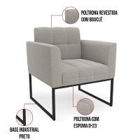 Poltrona Decorativa Industrial Preto Kit 2 Elisa Bouclê D03 - D?rossi Cor Cinza - 6