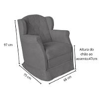 Kit Poltrona Amamentação Com Puff Confortável Serena Suede Cinza - 2