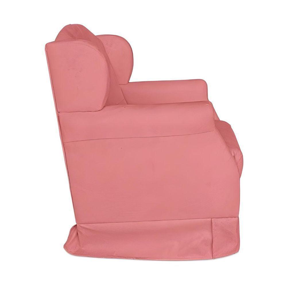 Kit Poltrona Amamentação Com Puff Confortável Serena Suede Rosê - 9