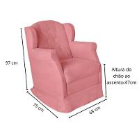 Kit Poltrona Amamentação Com Puff Confortável Serena Suede Rosê - 3