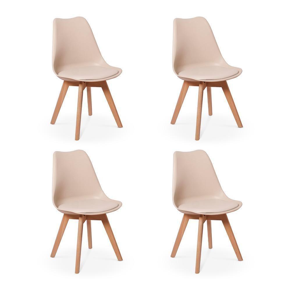 Conjunto 04 Cadeiras Eames Wood Leda Design - Nude - 5