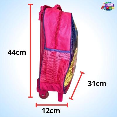 Mochila Escolar Com Rodinha Infantil Estojo E Lancheira Princesas Kit Para Estudar