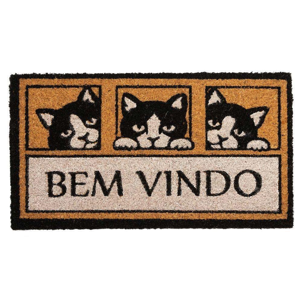 Capacho Fibra De Coco Estampado 31 Bege-preto 0,33x0,60m - 1