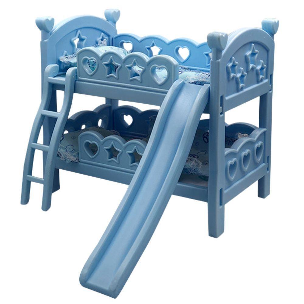 Mini Berço De Brinquedo Infantil Com Escorregador Azul - 1