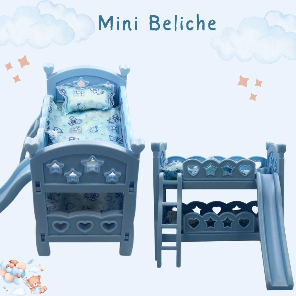 Mini Berço De Brinquedo Infantil Com Escorregador Azul - 4