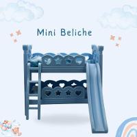 Mini Berço De Brinquedo Infantil Com Escorregador Azul - 3
