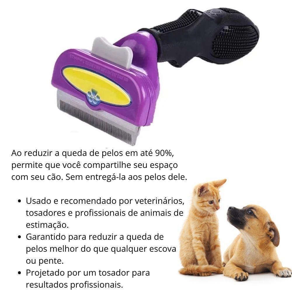 Pente Escova Rasquedeira Removedora De Pelos Pets Cães E Gatos - 4