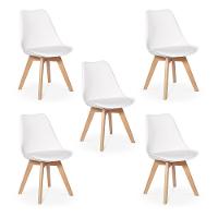 Conjunto 05 Cadeiras Eames Wood Leda Design - Branca - 1