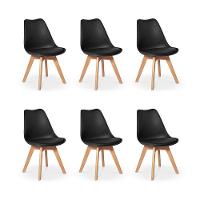 Conjunto 06 Cadeiras Eames Wood Leda Design Preta - 1