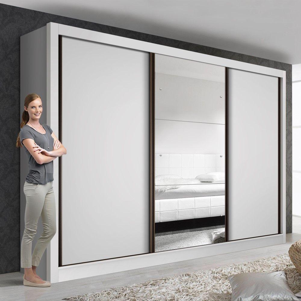 Guarda Roupa Casal Branco Com 3 Espelho 3 Portas Minastex - 2