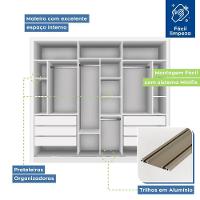 Guarda Roupa Casal Branco Com 3 Espelho 3 Portas Minastex - 6
