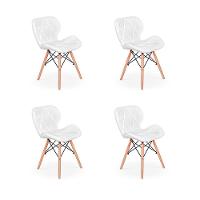 Kit 04 Cadeiras Charles Eames Eiffel Slim Wood Branca - 1