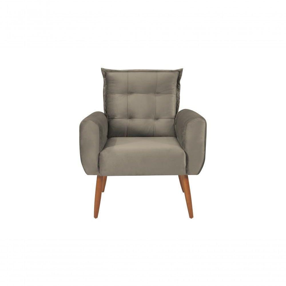 Poltrona Decorativa Para Sala De Estar Quarto E Escritorio Dakota Veludo Matrix - Cappuccino Cappuccino - 6