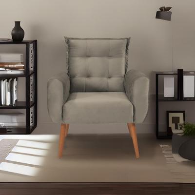 Poltrona Decorativa Dakota Para Sala De Estar Quarto E Escritório Cinza Matrix