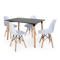 Kit Mesa Eiffel 120x80 Preta 4 Cadeiras Charles Eames Branca - 1