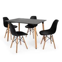 Kit Mesa Eiffel 120x80cm Preta 4 Cadeira Charles Eames Preta - 1