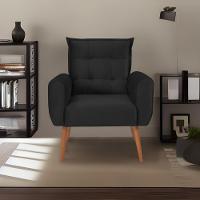 Poltrona Decorativa Para Sala De Estar Quarto E Escritorio Dakota Veludo Matrix - Preto Preto - 1