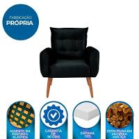 Poltrona Decorativa Para Sala De Estar Quarto E Escritorio Dakota Veludo Matrix - Preto Preto - 2