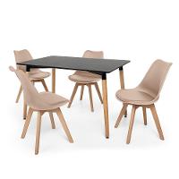 Kit Mesa Jantar Eiffel 120x80 Preta + 04 Cadeiras Leda - Nude - 2