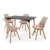 Kit Mesa Jantar Eiffel 120x80 Preta + 04 Cadeiras Leda - Nude - 5