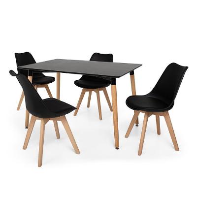 Kit Mesa Jantar Eiffel 120x80 Preta + 04 Cadeiras Leda - Preta